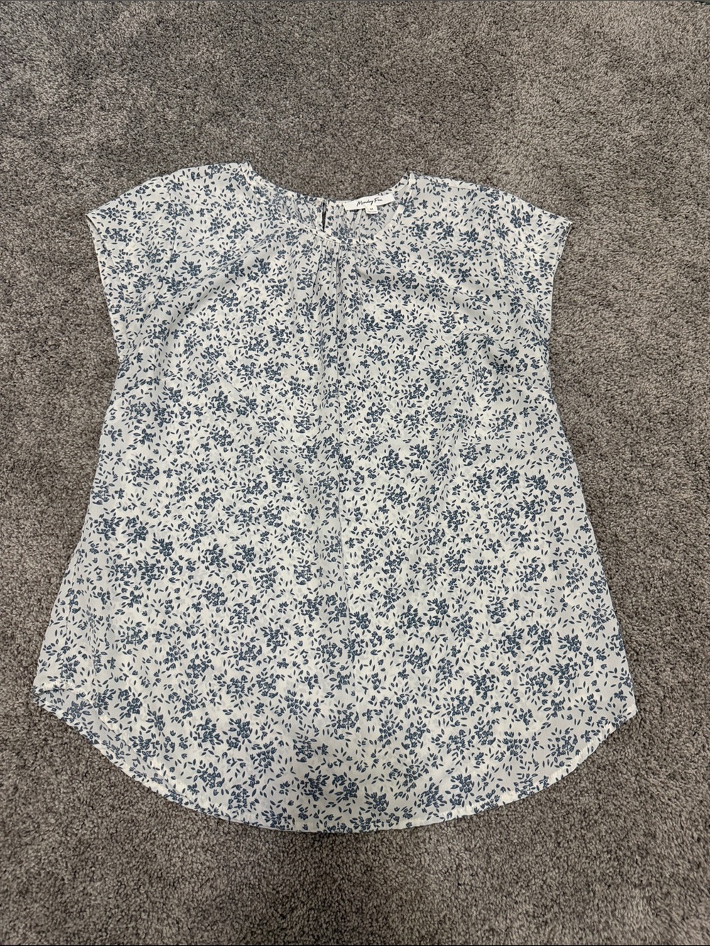 Blue Floral Cap Sleeve Blouse - Women's Lightweight Top